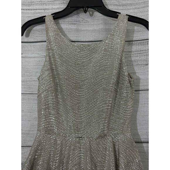 Hailey Logan by Adrienne Papell Silver Metallic Peplum Dress Size XS - Picture 2 of 3